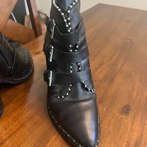 Black Steve Madden buckle shoe boots